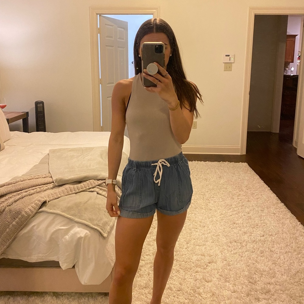 Denim Drawstring Shorts
